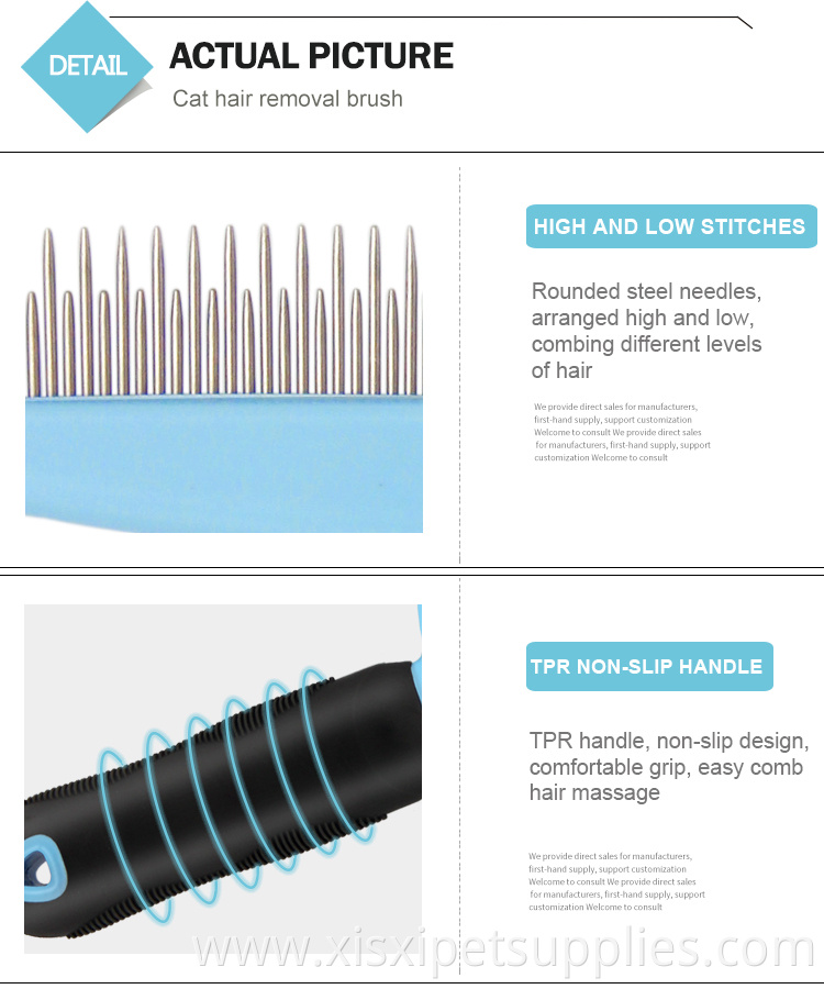 Factory Manufacture Wholesale Two Style Rubber Non-slip Handle Pet Cat Dog Flea Comb